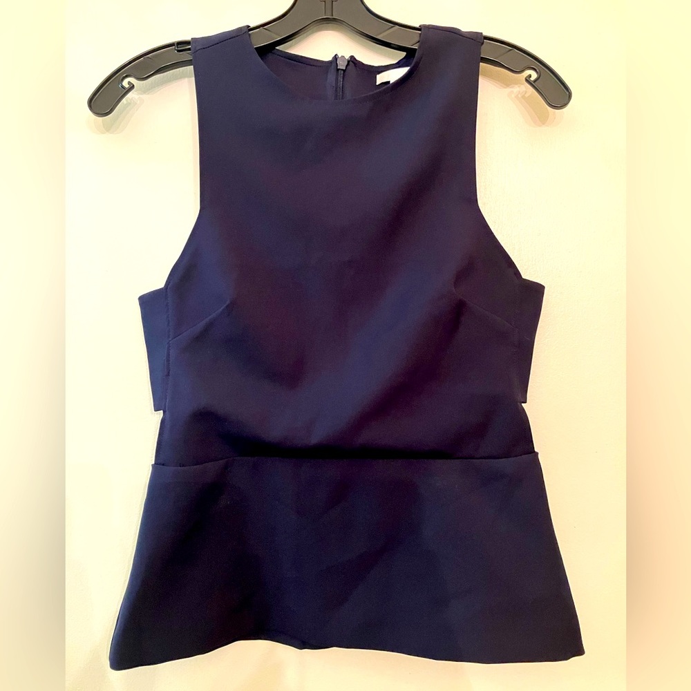 H&M Navy Poplin Top w/Side Cutout Size 6